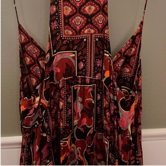 Insight Urban Outfitters Maxi sz 8 Dress Burgundy Floral Sheath Resort Vacation - Picture 5 of 7